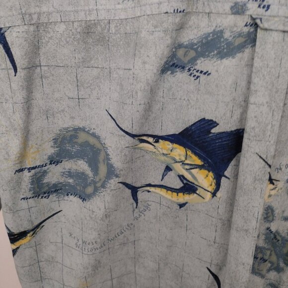 Columbia River Lodge Blue Marlin & Heron Fishing Shirt – Men’s Button-Up – NWOT - Picture 13 of 16